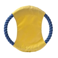 Adori Frisbee Met Touwring - Hondenspeelgoed - Blauw Geel per stuk
