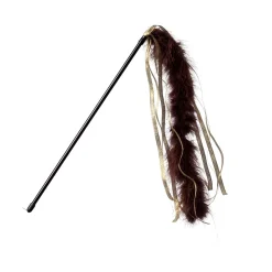 Adori Hengel Met Linten Met Veren - Kattenspeelgoed - Bruin Goud per stuk