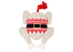 Adori Kerst Speeltje Kalkoen - Hondenspeelgoed - 39x22 cm Rood Beige Kerst