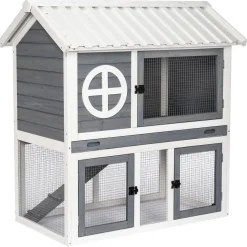 Adori Konijnenhok Izzy - Dierenverblijf - 111x71x115 cm Grijs Wit