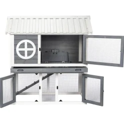 Adori Konijnenhok Izzy - Dierenverblijf - 111x71x115 cm Grijs Wit