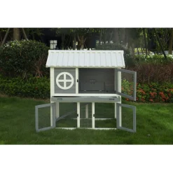 Adori Konijnenhok Izzy - Dierenverblijf - 111x71x115 cm Grijs Wit