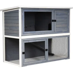 Adori Konijnenhok Ozzy - Dierenverblijf - 140x70x111 cm Lichtgrijs Wit