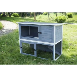 Adori Konijnenhok Ozzy - Dierenverblijf - 140x70x111 cm Lichtgrijs Wit