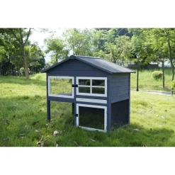 Adori Konijnenhok Raffy - Dierenverblijf - 130x86x112.5 cm Donkergrijs Wit