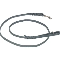 Adori Looplijn Vetleer Met Vlecht Grijs - Hondenriem