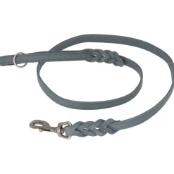 Adori Looplijn Vetleer Met Vlecht Grijs - Hondenriem