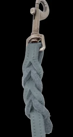 Adori Looplijn Vetleer Met Vlecht Grijs - Hondenriem