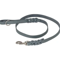 Adori Looplijn Vetleer Met Vlecht Grijs - Hondenriem