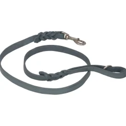 Adori Looplijn Vetleer Met Vlecht Grijs - Hondenriem