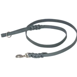 Adori Looplijn Vetleer Met Vlecht Grijs - Hondenriem