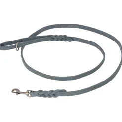 Adori Looplijn Vetleer Met Vlecht Grijs - Hondenriem