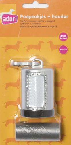 Adori Poepzakjes Met Houder - Hondenpoepzakjes - 6x5.5x9 cm Zilver