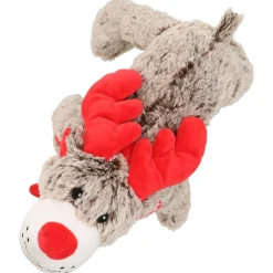 Adori Speelgoed Kerst Rendier - Hondenspeelgoed - 28x25x8 cm Grijs Rood