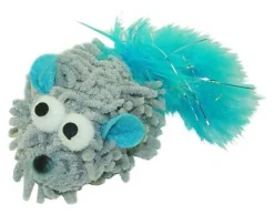 Adori Speeltje Shaggy Muis Led - Kattenspeelgoed - 15 cm Grijs Blauw