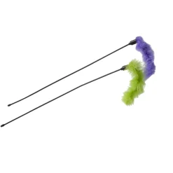 Adori Speeltje Stok Met Veren - Kattenspeelgoed - Paars Groen 2 stuks