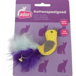 Adori Vogel Met Veren - Kattenspeelgoed - 6x4 cm Multi-Color
