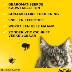 Adtab Kauwtablet Voor Katten - Anti vlooien en tekenmiddel - 3 tab