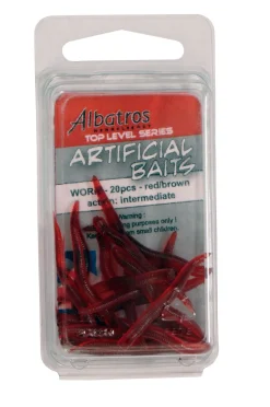 Albatros Artificial Worm - Baits - Rood Bruin 20 stuks