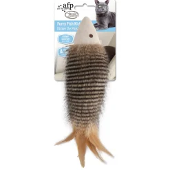 All For Paws Classic Comfort Furry Fish Kicker - Kattenspeelgoed - 25x9x5 cm Multi-Color