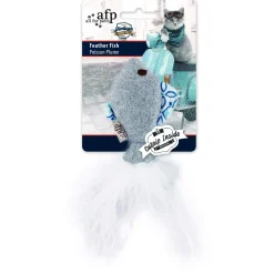 All For Paws Feather Fish - Kattenspeelgoed - 15x7x1.5 cm Assorti