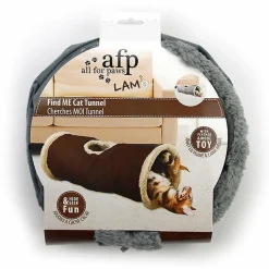 All For Paws Find Me Cat Tunnel - Kattenspeelgoed - Ø35x76.2 cm Bruin Wit
