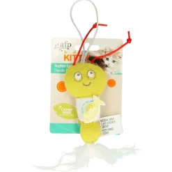 All For Paws Kitty Feather Caterpillar - Kattenspeelgoed - 23X9X3 cm Geel