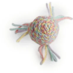 All For Paws Knotty Habit Yarn String Ball - Kattenspeelgoed - Ø4 cm Roze Lichtblauw Geel