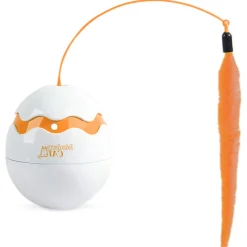 All For Paws Modern Cat-Dino Egg Spinner - Kattenspeelgoed - 11x8.5x9 cm Wit