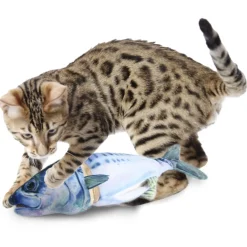 All For Paws Natrual Instinct - Chopped Mackerel Cuddler - Kattenspeelgoed - 35x8.5x5.5 cm Blauw