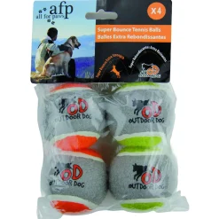 All For Paws Outdoor Tennis Bal - Hondenspeelgoed - Ø6.5 cm Multi-Color 4 stuks