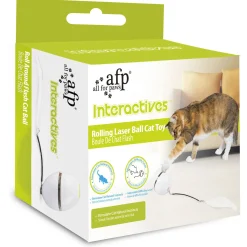 All For Paws Rolling Laser Ball Cat Toy - Kattenspeelgoed - 6.5x6.5x6.5 cm Wit