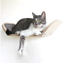 All For Paws Skywalk - Scratcher Lounge Bed With Catnip Ball - Wandkrabpaal - 40x9x29 cm Grijs