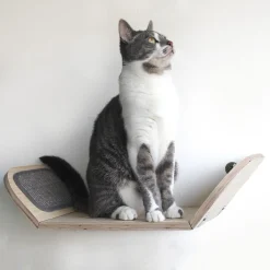 All For Paws Skywalk - Scratcher Lounge Bed With Catnip Ball - Wandkrabpaal - 40x9x29 cm Grijs