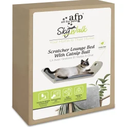 All For Paws Skywalk - Scratcher Lounge Bed With Catnip Ball - Wandkrabpaal - 40x9x29 cm Grijs