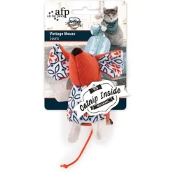All For Paws Vintage Mouse - Kattenspeelgoed - 9.5x5x5 cm Assorti