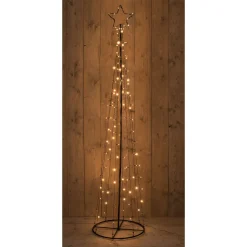 Anna's Collection Boom Met Ster - Kerstverlichting - Ø55x240 cm Zwart 140 Led Classic Warm Met Timer