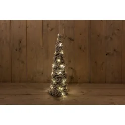 Anna's Collection Decoratieboom Besneeuwd Groen - Kerstverlichting - 60 cm Warm Wit 30 led