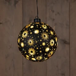 Anna's Collection Glasbal Kosmos - Kerstverlichting - Ø15 cm Zwart Goud