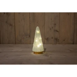 Anna's Collection Glazen Boom Met Gouden Voet - Kerstverlichting - Ø10.5x24.5 cm Wit Warm Wit 10 led