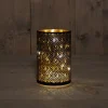 Anna's Collection Glazen Cylinder Kosmos - Kerstverlichting - Ø10x15 cm Zwart 8 Led Warm Wit