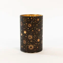 Anna's Collection Glazen Kerstboom Kosmos - Kerstverlichting - Ø10x15 cm Zwart Goud