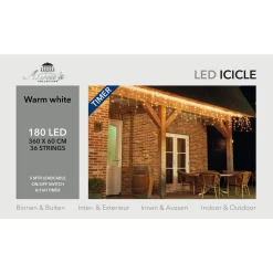 Anna's Collection Icicle Lights Transparant - Kerstverlichting - 360x60 cm Warm Wit