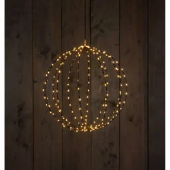 Anna's Collection Metalen Bal Met Ledverlichting - Kerstverlichting - Ø50 cm Zwart 216 Led Classic Warm