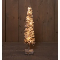 Anna's Collection Rotan Boom Naturel/Sneeuw - Kerstverlichting - 60 cm Warm Wit 20 led