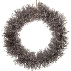 Anna's Collection Rotan Krans Zwart/Sneeuw - Kerstverlichting - Ø40 cm Warm Wit 30 led