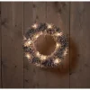 Anna's Collection Rotan Krans Zwart/Sneeuw - Kerstverlichting - 30 cm Warm Wit 20 led