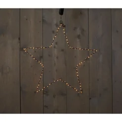 Anna's Collection Ster 2-D Met Koperdraad Verlichting - Verlichting - Ø50 cm Wit Zwart 100 Werkt Op Batterijen. Met Timer
