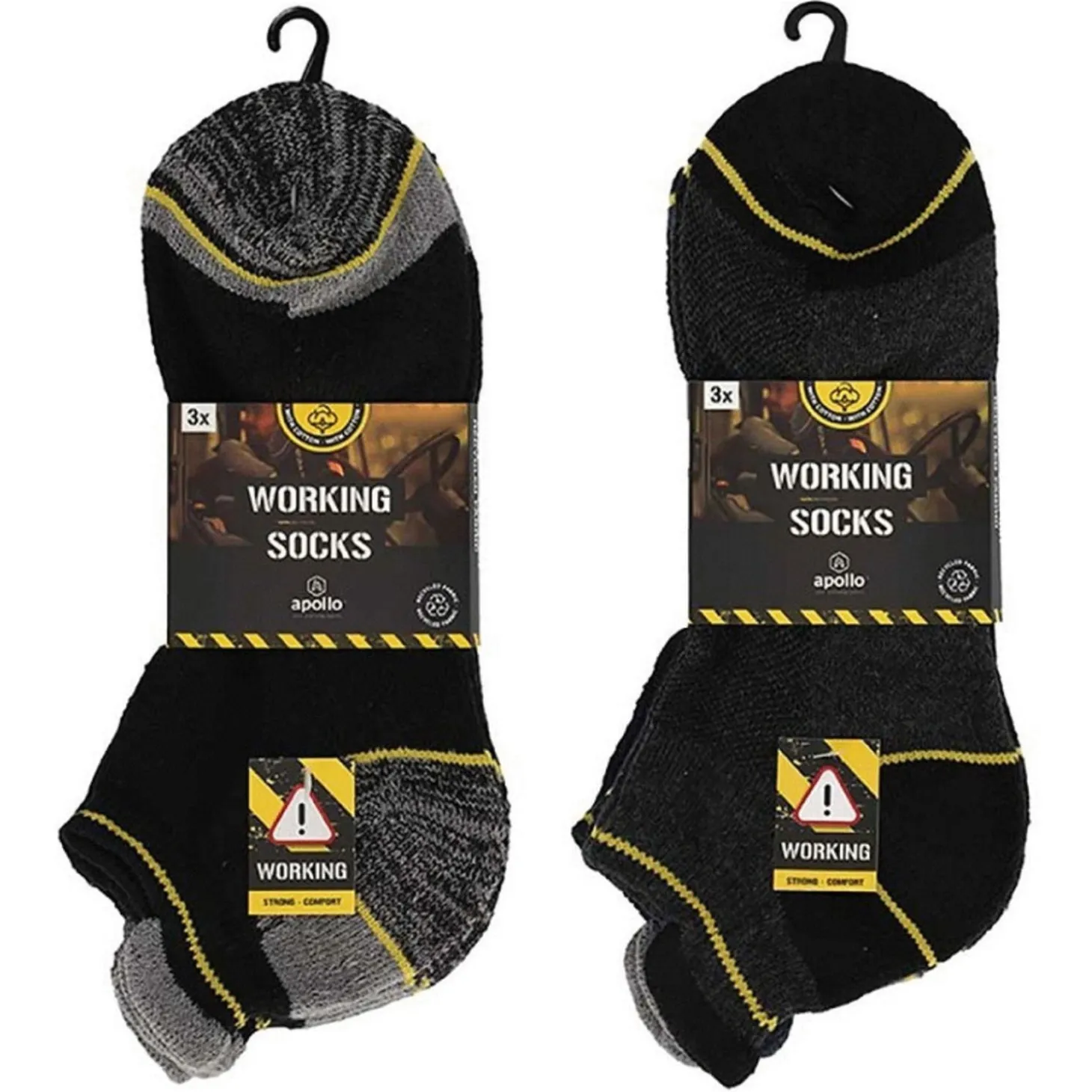 Apollo Werksokken Sneaker 3-Pack Assorti - Sokken