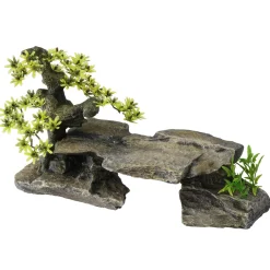 Aqua Della Bonsai Steen Met Planten - Aquarium - Ornament - 34x15.5x21 cm Grijs